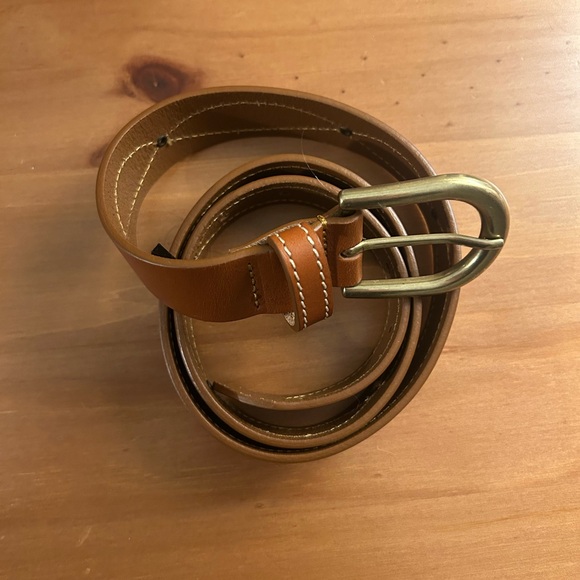 SEZANE Leather Belt with Brass Buckle - Picture 2 of 5
